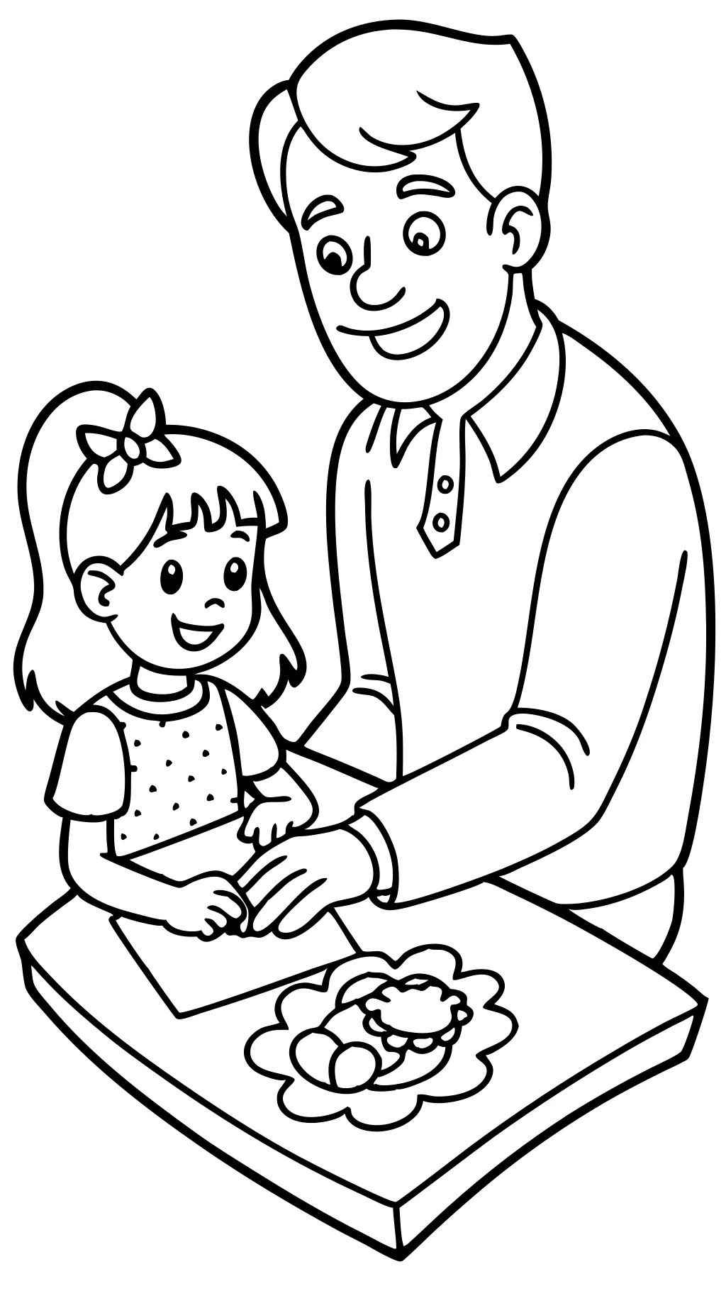 Papas para colorear de papá e hija